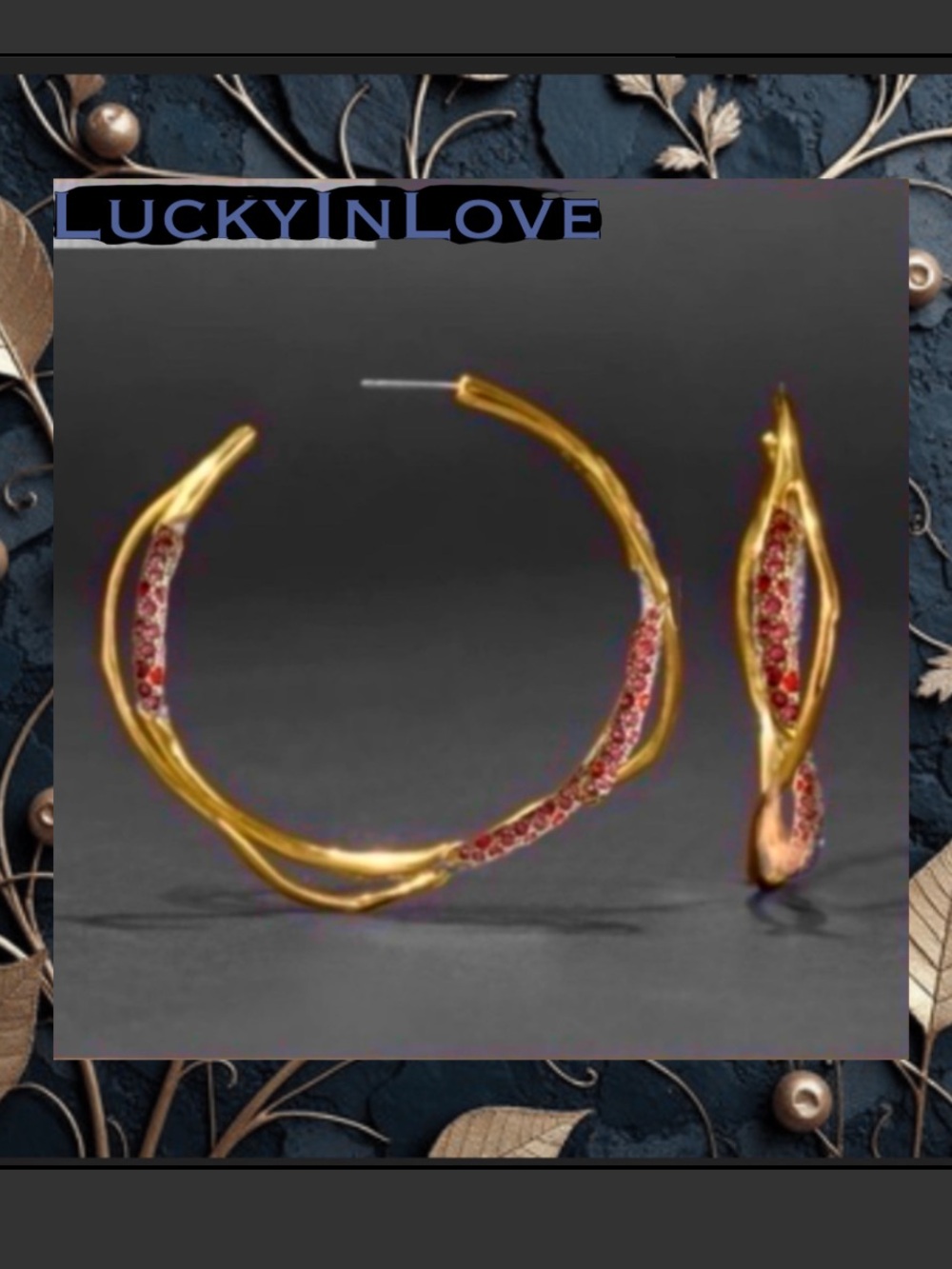 ALEXIS BITTAR • Solanales intertwined Gold Pink + Red crystal Hoop Earrings